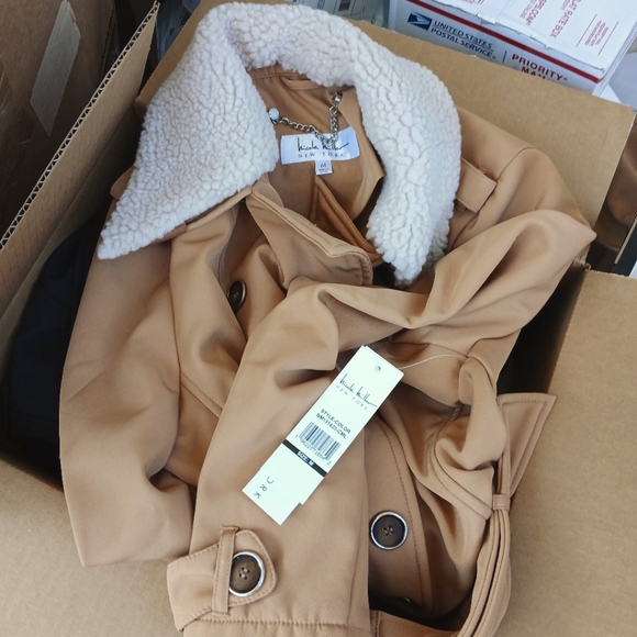 Trench Coat Removable Sherpa Collar Nicole Miller Soft Shell - Picture 4 of 5